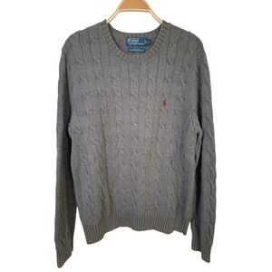Vintage Polo Ralph Lauren Cable Knit Sweater Gray Crewneck / Size L
